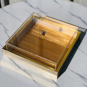 مضيفة معمول خشب مع غطا اكريليك مربعة